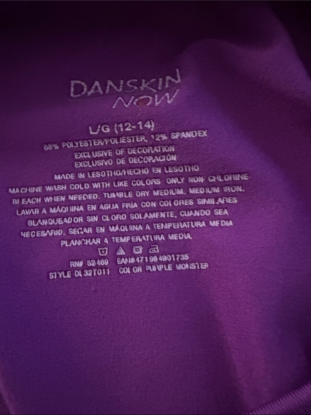 Danskin Now Women’s Long Sleeve Performance Top - Purple Size Large 12/14 - Picture 4 of 4